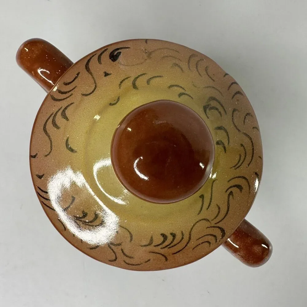 Covered Sugar Bowl‎ Mexico Majolica Venegas Hand Painted Pottery Fruit Pears